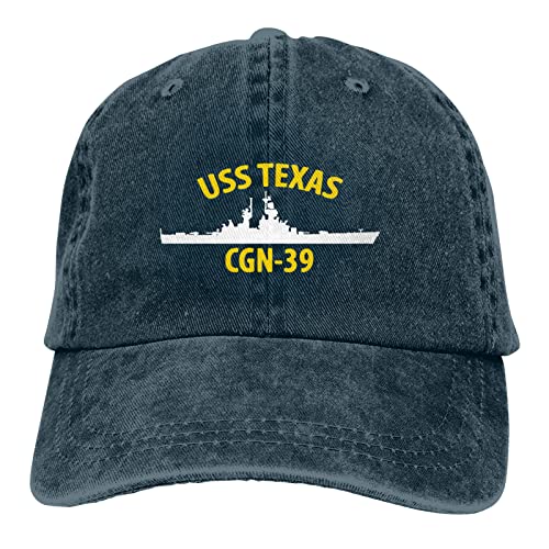 USS Texas CGN-39 Navy Dad Hat Denim Hat Adjustable Vintage Baseball Cap