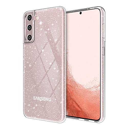 KSWOUS Glitter Case for Galaxy S22 5G Case, Clear Sparkly Shiny Bling Soft TPU Protective Cases for Women Girls Cute Shockproof Anti-Scratch Sparkle Slim Phone Cover for Samsung S22 5G