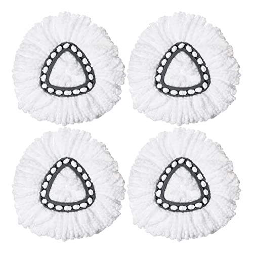 Official Spin Mop Replacement Head Refill 4 Pack Compatible with O Cedar Cyclone Ocedar (White)