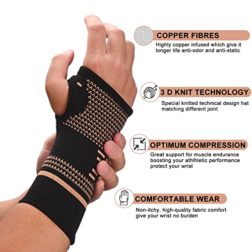 Copper Wrist Compression Sleeves, Comfortable and Breathable for Arthritis, Tendonitis, Sprains, Workout, Carpal Tunnel, Wrist Support for Women and Men (Pair) | The Storepaperoomates Retail Market - Fast Affordable Shopping