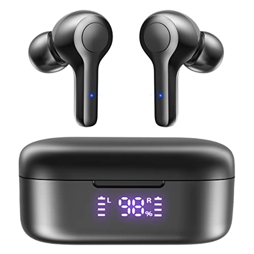 MOZOTER Bluetooth 5.3 Wireless Earbuds,Deep Bass Loud Sound Clear Call Noise Cancelling with 4 Microphones in-Ear Headphones with Wireless Charging Case Compatible for iPhone Android,Workout