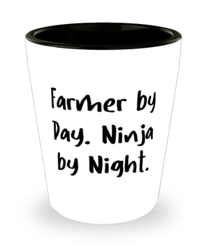 Motivational Farmer Shot Glass, Farmer by Day. Ninja by Night, Gifts For Men Women, Present From Friends, Ceramic Cup For Farmer