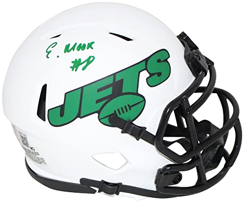 Elijah Moore Autographed New York Jets Lunar Mini Helmet Beckett BAS