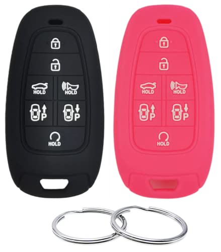 REPROTECTING Silicone Rubber Key Fob Cover Compatible with 7 Buttons 2019 2020 2021 Hyundai Sonata Nexo 2022 Hyundai Tucson 2023 Palisade Santa Fe TQ8-F08-4F28 95440-L1500