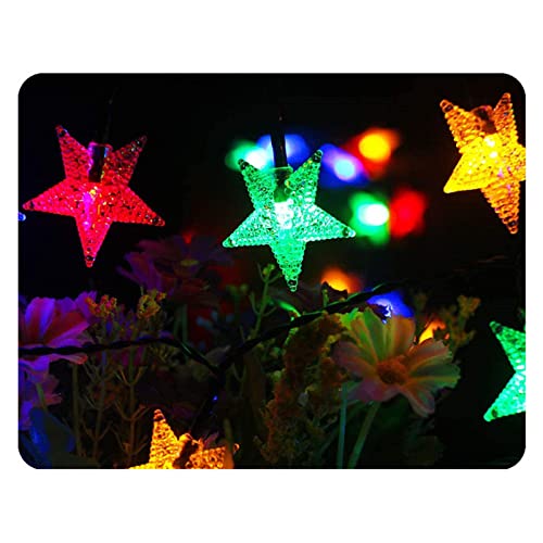 Wigjab Solar Star String Lights, Multicolor LED Star Decorative String Light, Energy Saving Five