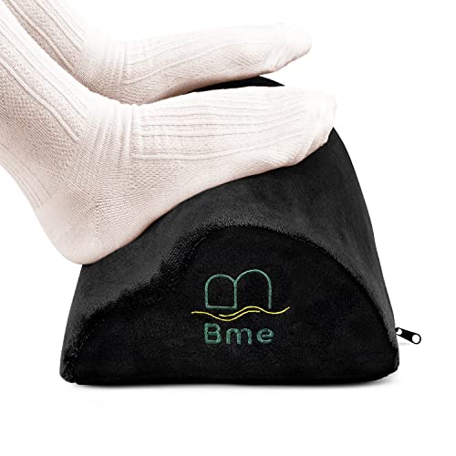 Bme Footrest for Under Desk with Ergonomic Design and Velvet Cover for Releasing Hip, Leg, Back, Knee and Foot Pain – Black