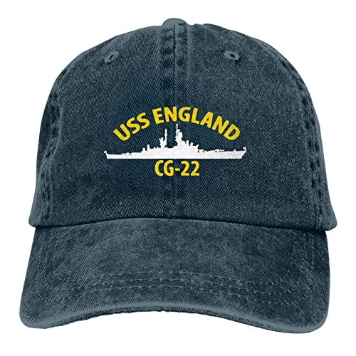 USS England CG-22 Navy Dad Hat Denim Hat Adjustable Vintage Baseball Cap