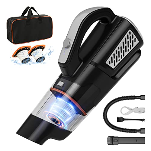 HENFORTO Handheld Vacuum Cleaner Cordless Rechargeable, Powerful USB Charging Hand Vacuum with 2 Suction Power Modes, Portable Hand Held Vacuum for Car, Home, Pet Hair