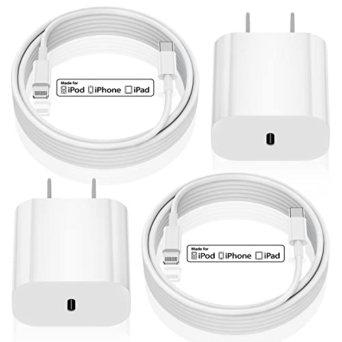 ETL Certified iPhone 14 13 12 11 Charger, 20W Apple Fast Charger with USB C to Lightning Cable 6ft MFi Certified Type C Fast Wall Plug with Cord for iPhone 14/13/12/11/Plus/Mini/Pro/Pro Max (2-Pack)