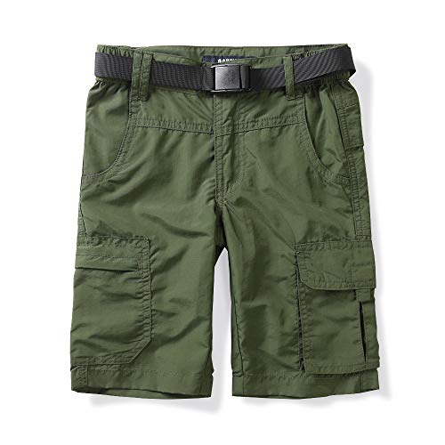 Boy’s Lightweight Outdoor Hiking Shorts Quick Dry Shorts Sports Casual Shorts Army Green Tag 170cm-US 11-12 Years