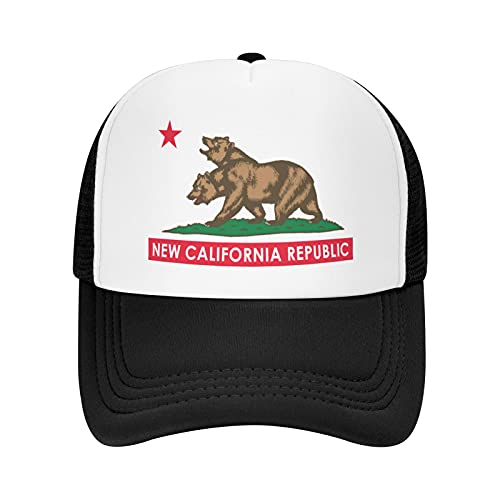 CENTUKE Fallout New Califorfallout New California Republic Men’s Trucker Hat Unisex Womens Mesh Cap All Snapback Closure Great for Fishing Black