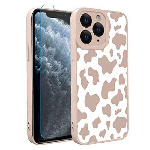 OOK Compatible with iPhone 11 Pro Max Case Cute Cow Print Fashion Slim Lightweight Camera Protective Soft Flexible TPU Rubber for iPhone 11 Pro Max with [Screen Protector]-Pink