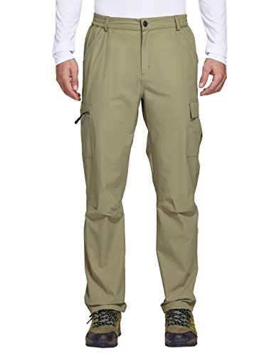 FitsT4 Men’s Hiking Cargo Pants Lightweight Water Resistant Pants Men for Travel Multi-Pockets Stretchy Pants Quick Dry Camping Work Fishing,Sage,2XL