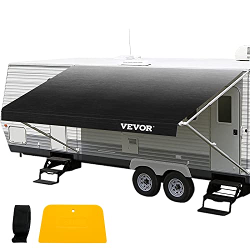 VEVOR RV Awning18 ft, Awning Replacement Fabric 17 ft 2 in, Charcoal Fade RV Awning Replacement, 15oz Vinyl Material Replacement Awning, Sun Shade and Waterproof Camper Awning Replacement Fabric