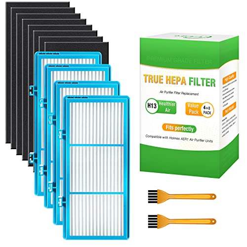 AER1 Filter Replacement for Holmes , HAPF30AT-Total Air HEPA Type Filter Compatible with Holmes Air Purifier HAPF30AT and HAP242-NUC (4 Ture HEPA + 8 Carbon Booster + 2 Cleaning Brushes)