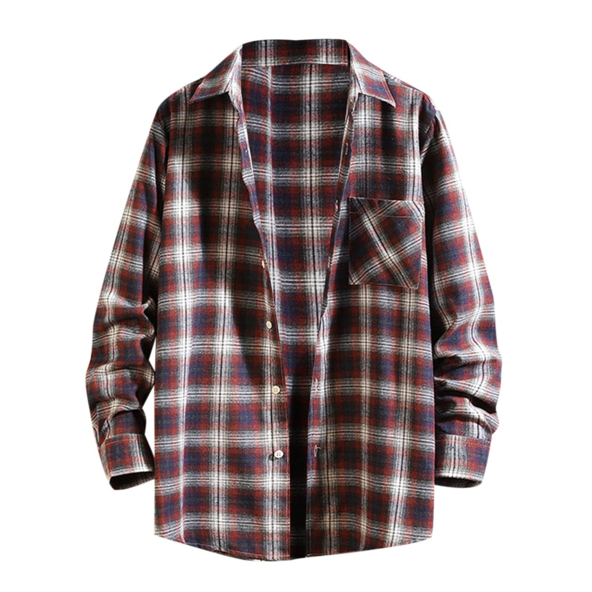 Shacket Jacket Men Oversized Flannel Plaid Shirts for Men Long Sleeve Button Down Shirts Blouse Tops Mens Jacket Shirt | The Storepaperoomates Retail Market - Fast Affordable Shopping