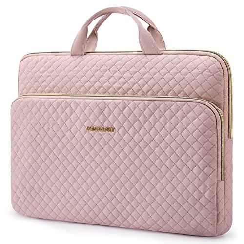 Laptop Sleeve,BAGSMART Laptop Carrying Case Compatible with 13-13.3 inch Notebook,Compatible with MacBook Pro 14 Inch,MacBook Air,Laptop Protective Bag with Pocket,Handles,Pink