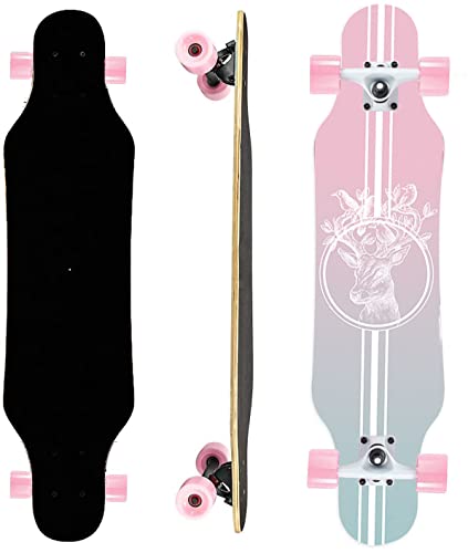 31IN Longboard Skateboards – Mini Long Boards for Adults, Teens and Kids. Cruiser Long Board (Pink)