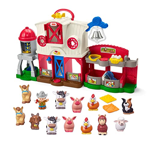 Fisher-Price Little People Caring for Animals Farm Bundle, Electronic Smart Stages playset and Animals Figure Set for Toddlers Ages 1 and u