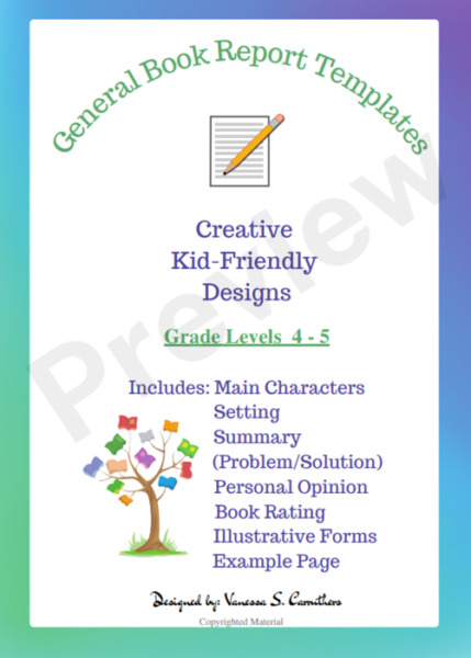 General Book Report Templates for Kids: Creative Kid-Friendly Designs Grades 4-5 (Instant Digital Download PDF)