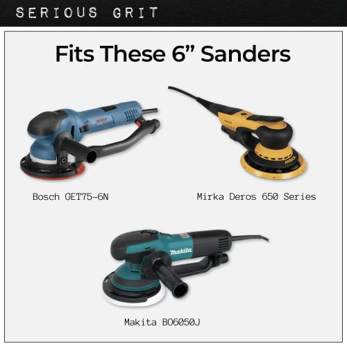 Serious Grit – 6-Inch 15-Hole 600 Grit Sanding Discs – Heavy-Duty Hook & Loop Velcro-Backed Film Discs – Sandpaper for Random Orbital Sanders – 50 Pack Box | The Storepaperoomates Retail Market - Fast Affordable Shopping