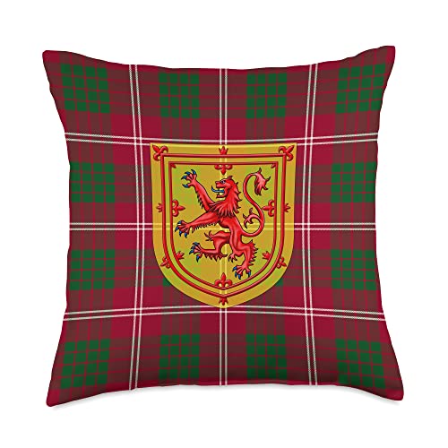 Scottish Tartan Family Celtic Plaids Crawford Tartan Scottish Plaid Lion Rampant Throw Pillow, 18×18, Multicolor