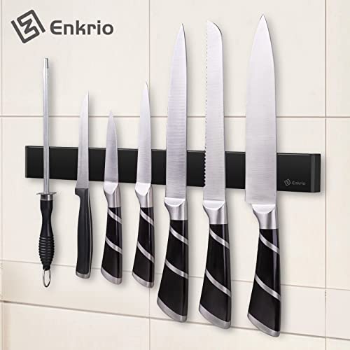 Magnetic Knife Holder for Wall, Enkrio 16 Inch Black Stainless Steel Knife Magnetic Strip No Drilling, Kitchen Magnet Knife Holder Strip Knife Rack Knife Bar | The Storepaperoomates Retail Market - Fast Affordable Shopping
