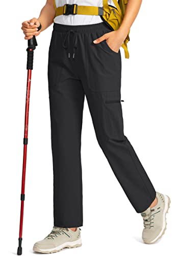 Viodia Women’s Hiking Cargo Pants with Pockets Quick Dry UPF50+ Water-Resistant Pants for Women Golf Travel Climbing Pants Black