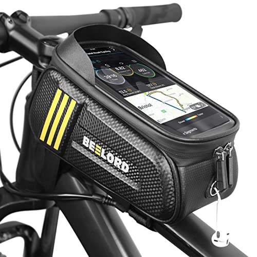 BEELORD Bike Bags for Bicycles, Cycling Frame Bag with Cell Phone Holder for Adult Road Mountain Bike Accessories, Top Tube Handlebar Pouch with Touch Screen and Rain Cover for MTB E-bike,6.8‘’ | The Storepaperoomates Retail Market - Fast Affordable Shopping