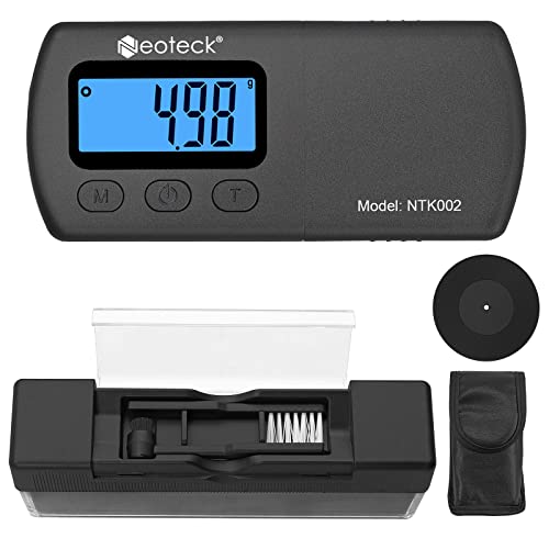 Neoteck Digital Turntable Stylus Force Scale Gauge + Vinyl Record Cleaner 0.01g/5.00g Blue LCD Backlight for Tonearm Phono Cartridge