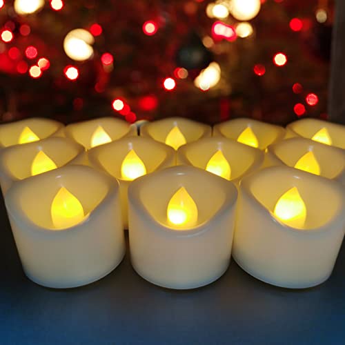 12 Pack Flameless Candles Battery Operated LED Votive Tea Lights (1.5 x 1.2 inches) Electric Fake Tea Candles for Party Home Wedding Halloween Christmas Thanksgiving Decoration