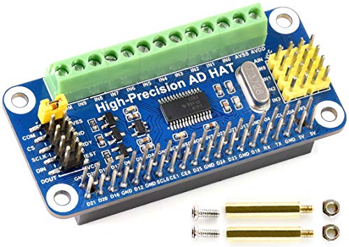 High-Precision AD HAT ADS1263 10-Channel 32-Bit ADC SPI Bus Low Noise Low Temperature Drift,for Raspberry Pi 4B/3B+/3B/2B/Zero/Zero W/Zero WH and Jetson Nano