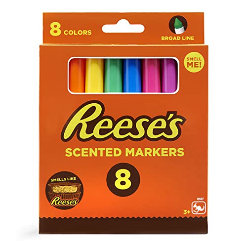 Hershey Reeses Peanut Butter Cups Scented Markers – Smelly Markers Washable For Kids – Silly Scents Markers Set – Teachers Supplies, Chocolate Candy – 8 ct