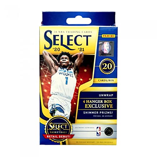 2021 Panini Select NBA Basketball Hanger Box – 20 Card Box Includes 4 Hanger Exclusive Shimmer Prizms (Look for Autographs, Memorabilia, Short Prints, Rookie Cards & More) Free Shipping