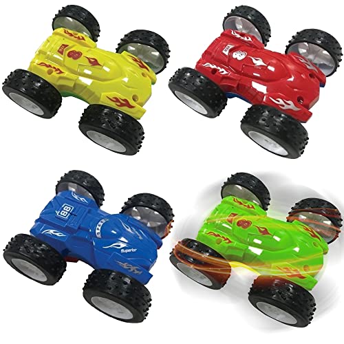 ArtCreativity Friction Flip Stunt Toy Cars for Kids, Set of 2, Cool Friction Powered Push n Go Double-Sided Cars, Awesome 360 Degree Flips, Great Birthday Gift Idea for Boys