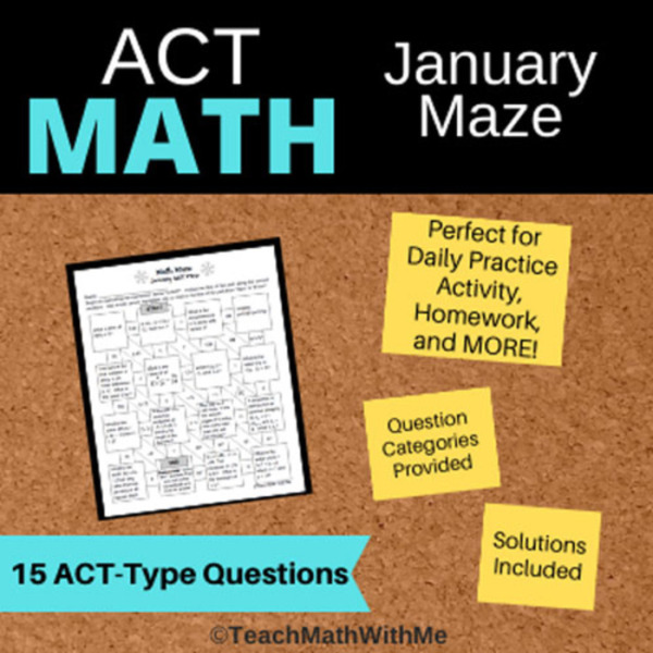 January Maze for Math ACT Prep: Math Maze Worksheet