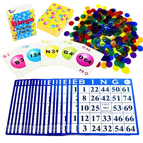 MR CHIPS Bingo Game with Bingo Cards and Chips, 18 Bingo Cards, 300 Bingo Chips and Bingo Calling Cards