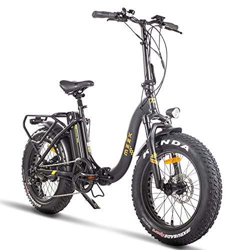 750W Folding Electric Bike for Adults, 20″ 4.0 Fat Tire Foldable Portable Mountain Electric Bicycle, 20+MPH, Snow Beach Ebike with Removable 48V 13Ah Larger Battery, Professional Shimano 7-Speed