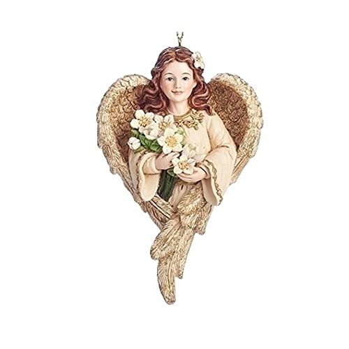 Roman 134820 Christmas Rose Angel Holiday Tradition Hanging Ornament, 5-inch Height