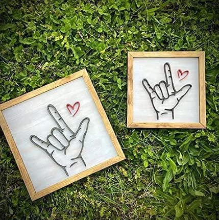 10″ Hand Symbol for Love Sign,The Original I Love You Sign Language Wooden Sign,Creative Crafts Wall Art Hanging Ornament for Home Living Room Bedroom Decoration (2pcs) | The Storepaperoomates Retail Market - Fast Affordable Shopping