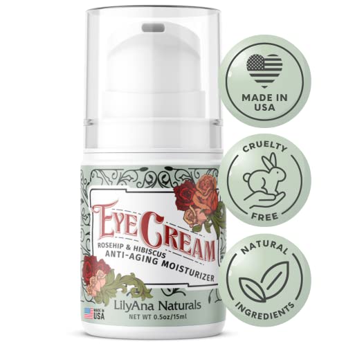 LilyAna Naturals Eye Cream – Eye Cream for Dark Circles and Puffiness, Under Eye Cream, Anti Aging Eye Cream Reduce Fine Lines and Wrinkles, Rosehip and Hibiscus Botanicals – 0.5oz