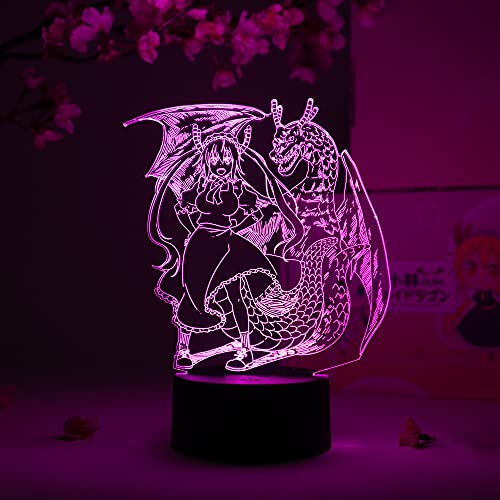Otaku Lamps Tohru Dragon Maid Miss Kobayashi’s Dragon Maid – Anime Lamp Figure Night Light, 16 Color RGB LED – Remote, 3D Anime Room Décor Gift for Otaku | The Storepaperoomates Retail Market - Fast Affordable Shopping