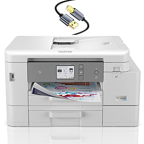 Brother INKvestment Tank MFC-J4535DW Wireless Color All-in-One Inkjet Printer – Print Copy Scan Fax – 20 ppm, 4800 x 1200 dpi, 8.5″ x 14″, Auto 2-Sided Printing, 20-Sheet ADF, Tillsiy Printer Cable