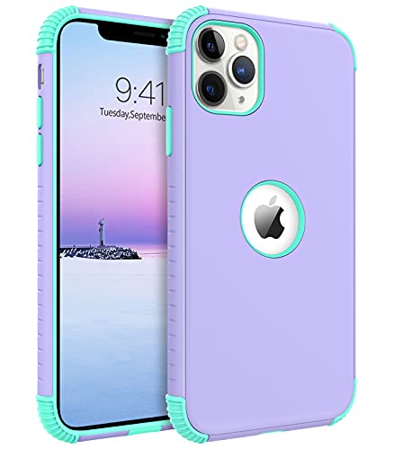 BENTOBEN iPhone 11 Pro Max Case, 2 in 1 Slim Fit Heavy Duty Rugged Hybrid Shockproof Soft TPU Bumper Hard PC Protective Girls Women Boy Men Case Cover for iPhone 11 Pro Max 6.5″ 2019, Purple/Green