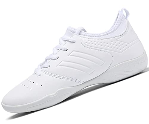 DADAWEN Cheer Shoes for Girls White Cheerleading Shoes Athletic Training Tennis Walking Sneakers for Women White US Size 7.5/EU Size 39