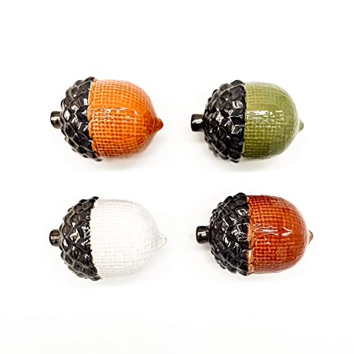 Holiday Treasures Ceramic Acorns Set of 4 Fall Decorations Harvest Cute Home Décor and Fall Accents, Thanksgiving Themed Gift Ceramic Figurines Acorn Décor