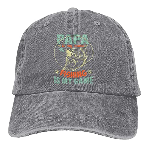 Papa My Name Fishing Game Baseball Cap Adjustable Washed Vintage Dad Hat