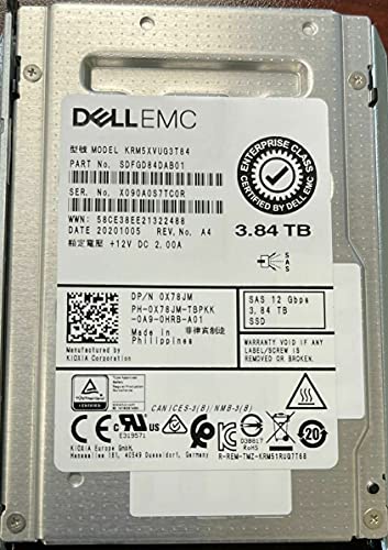 Dell Enterprise X78JM 3.84TB Read Intensive SAS Mix Use 2.5IN Hot-Plug Solid State Drive KRM5XVUG3T84 with Tray for 14G POWEREDGE Server