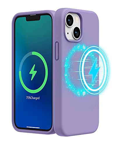 SURPHY Magnetic Case Designed for iPhone 13 Mini Case (5.4 inch 2021 Release), with Microfiber Lining Liquid Silicone Phone Case for iPhone 13 Mini (Light Purple)
