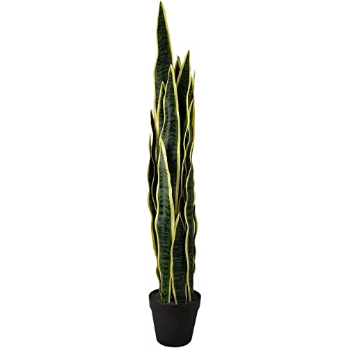 Ailimama Artificial Snake Plant 39 Inch Yellow Fake Sansevieria, Perfect Faux Plants for Home Garden Office Store Decoration